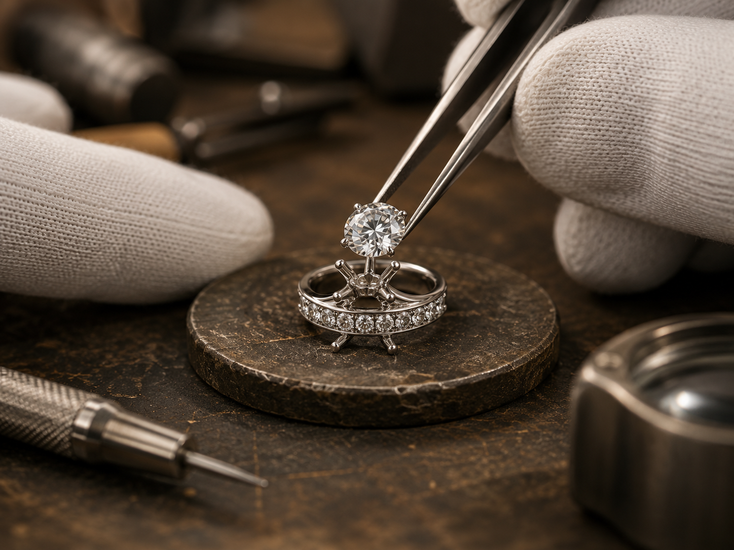 Moissanite jewelry craftsmanship and stone setting process