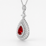 Ruby Red Pendant Necklace - CP114 - Image 4