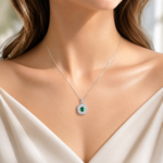 Emerald Green Pendant Necklace - CP115 - Image 2