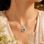 Emerald Green Pendant Necklace - CP106 - Image 2