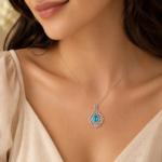 Sapphire Blue Pendant Necklace - CP123 - Image 2