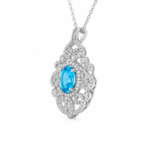 Sapphire Blue Pendant Necklace - CP123 - Image 3