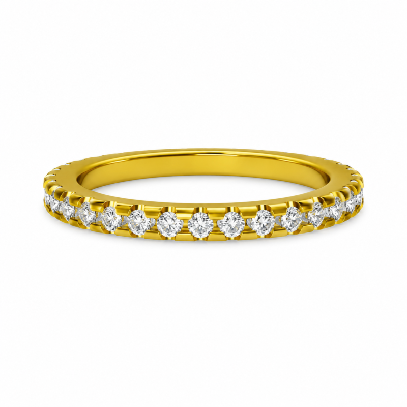 Gold-Tone Full-Eternity Moissanite Wedding Band