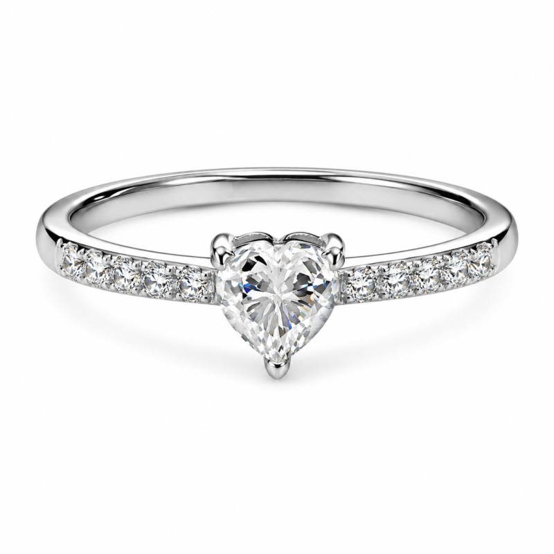 Heart-Cut Moissanite Solitaire Ring