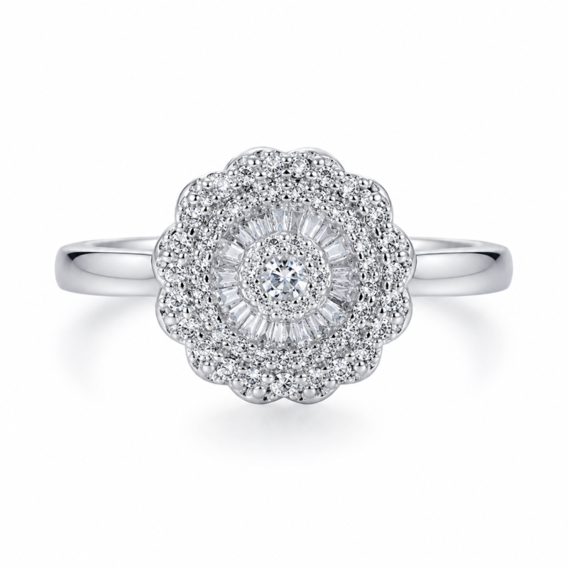 Floral Cluster Moissanite Statement Ring