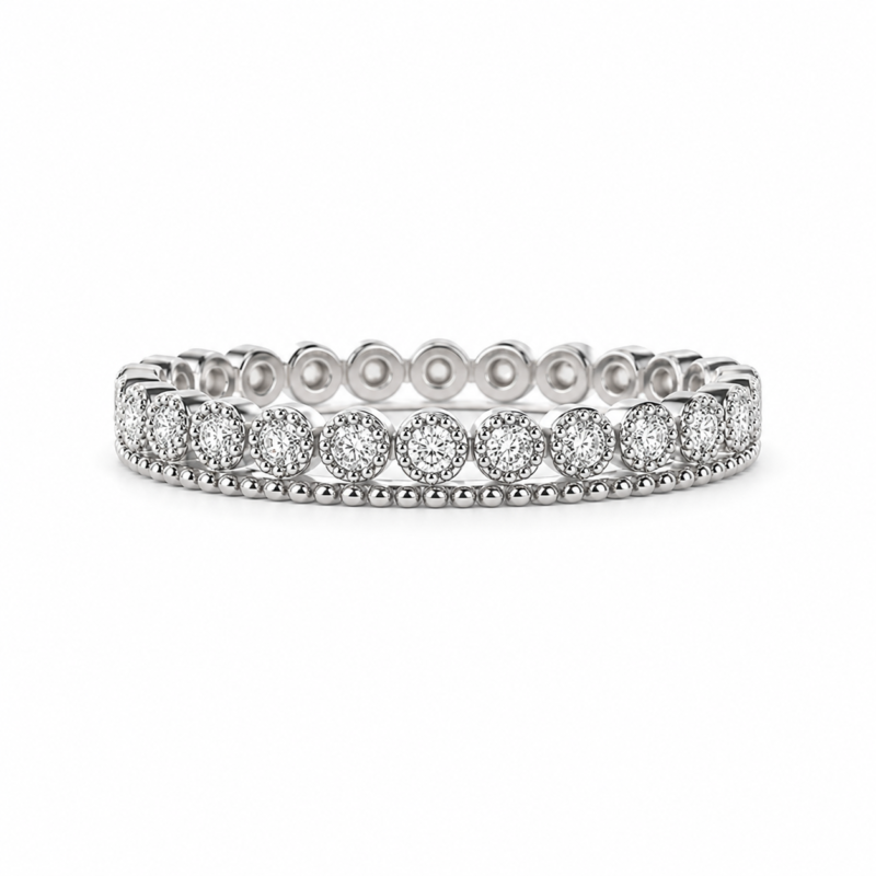 Bezel-Set Station Moissanite Eternity Band