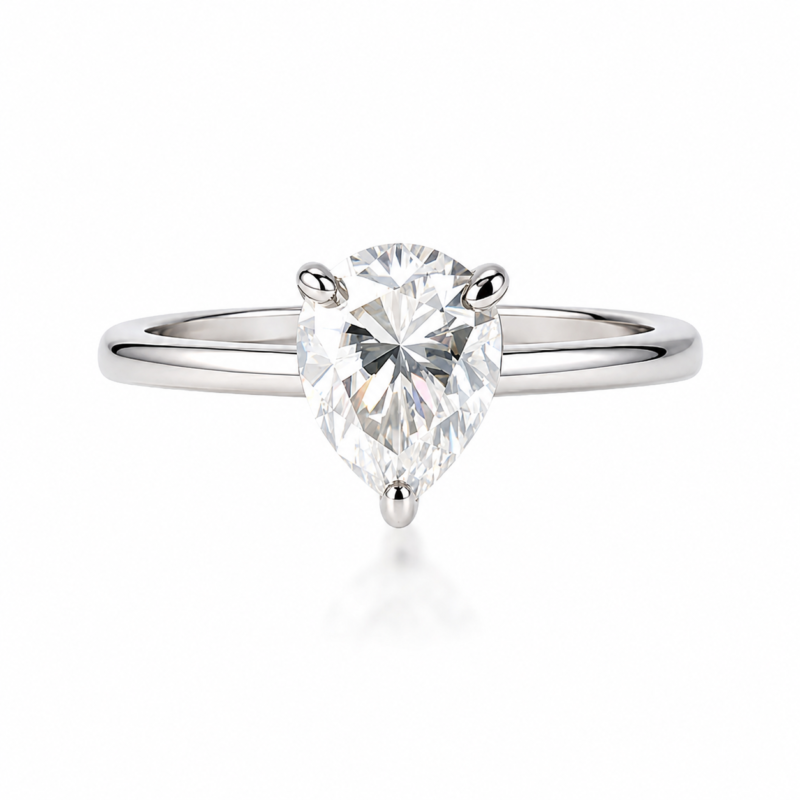 Pear-Cut Moissanite Solitaire Ring