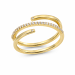 Gold-Tone Intertwined Triple-Band Moissanite Ring