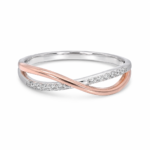 Two-Tone Crossover Moissanite Stackable Band