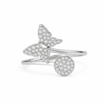 Butterfly Halo Moissanite Bypass Ring