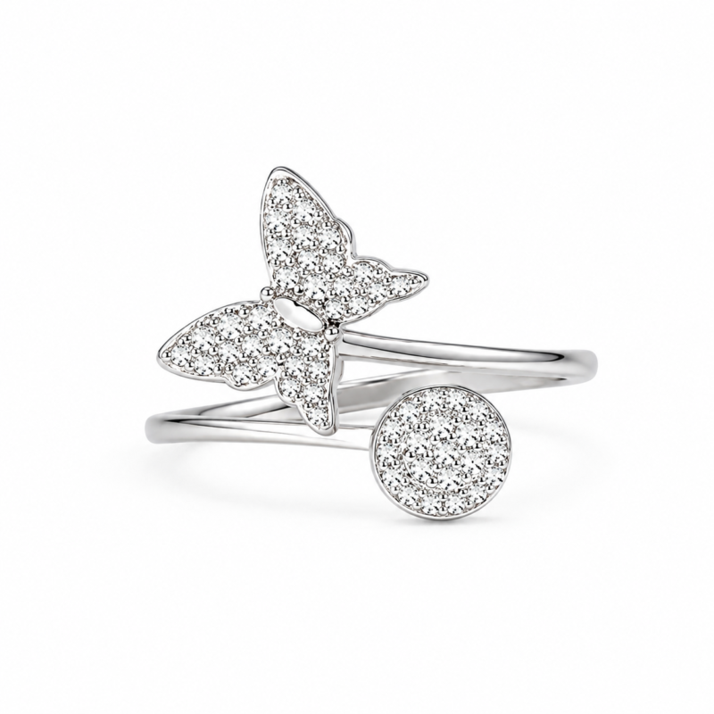 Butterfly Halo Moissanite Bypass Ring