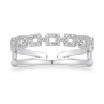 Double-Row Letter-Detail Moissanite Ring