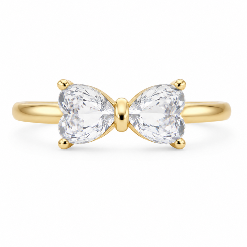 Double-Heart Moissanite Bypass Ring