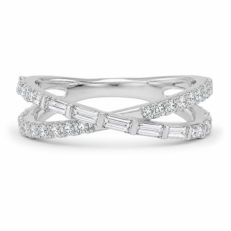 X-Shaped Baguette Moissanite Statement Ring