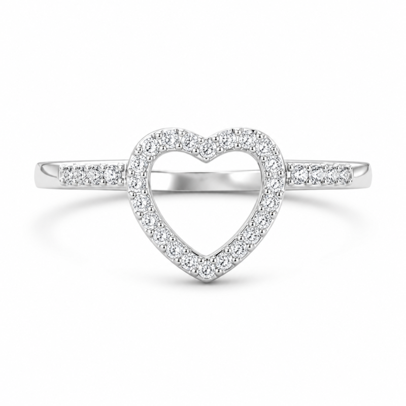 Heart Halo Moissanite Solitaire Ring