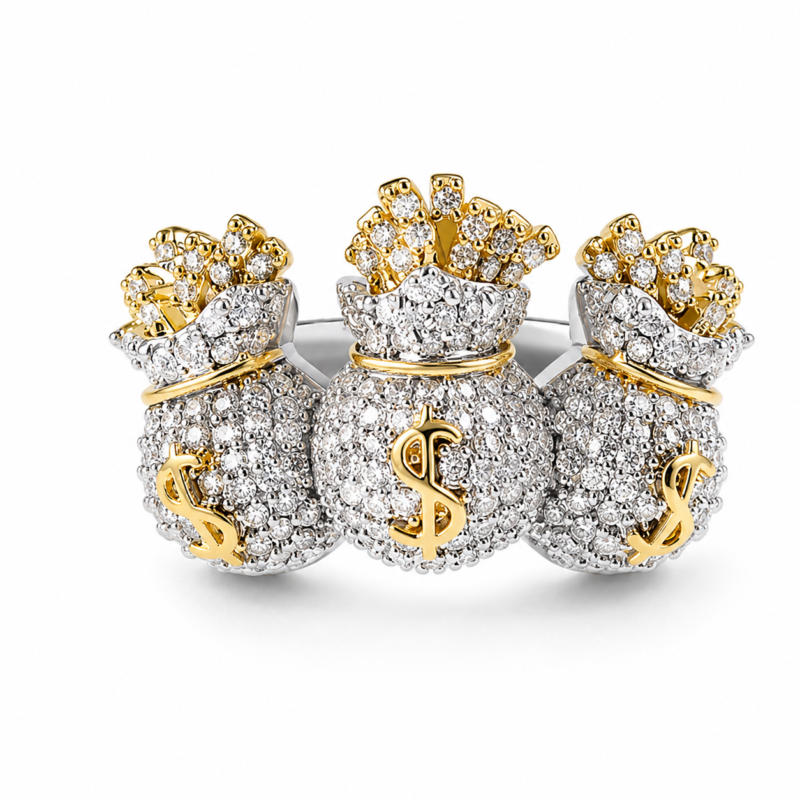 Lucky Money Bag Moissanite Statement Ring