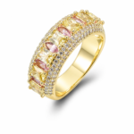 Pink Baguette Wide Moissanite Statement Band