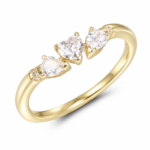 Three-Stone Pear-Cut Moissanite Open Ring