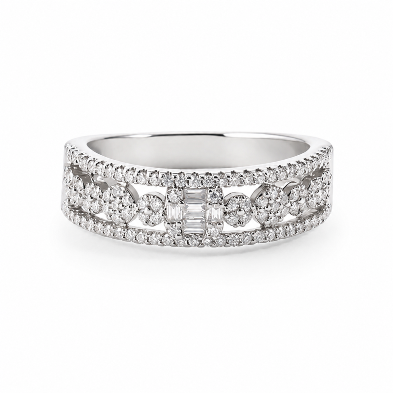 Double-Row Floral Moissanite Eternity Band