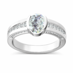 Oval-Cut Halo Split-Shank Moissanite Ring