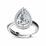 Pear-Cut Halo Moissanite Cocktail Ring