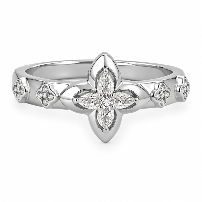 Floral Marquise Moissanite Stackable Band