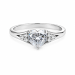 Round-Cut Chevron Moissanite Solitaire Ring
