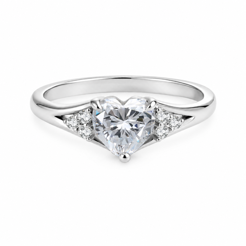 Round-Cut Chevron Moissanite Solitaire Ring