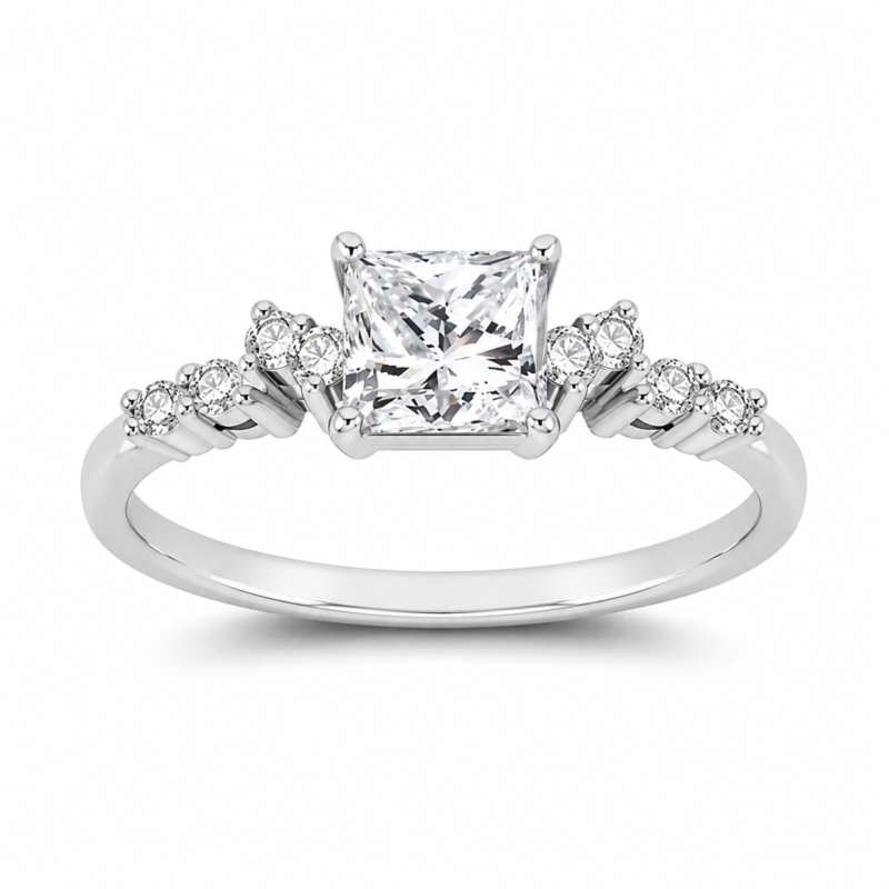 Princess-Cut Three-Stone Moissanite Ring