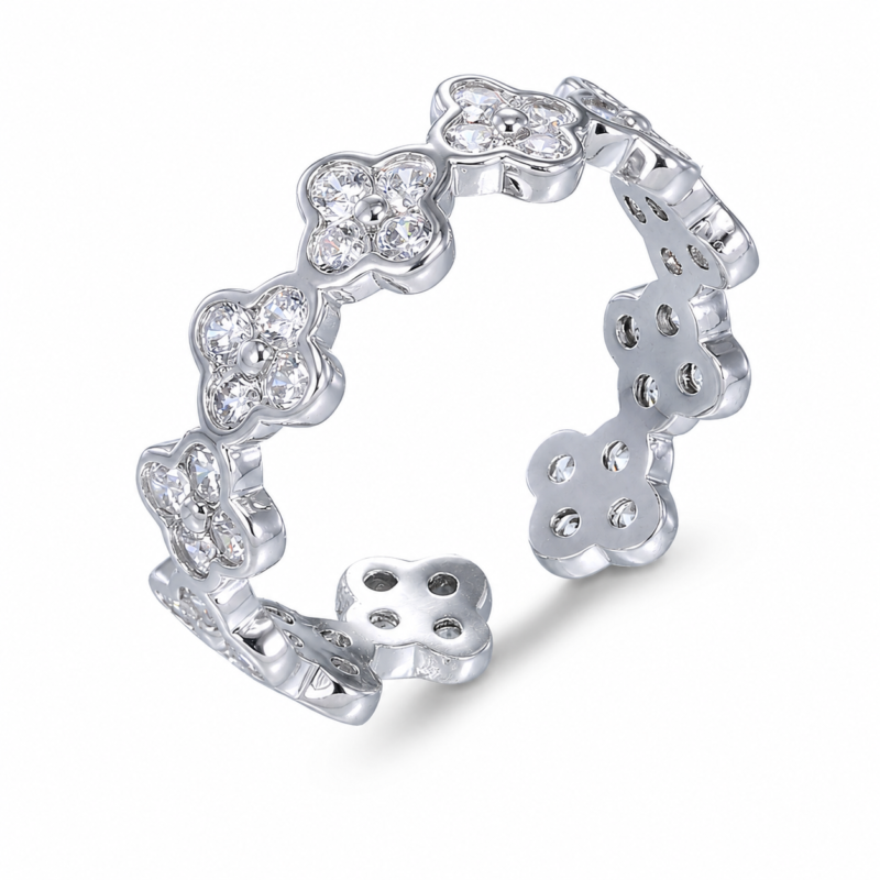 Floral-Link Moissanite Eternity Band