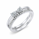 Round-Cut Three-Stone Moissanite Bridal Ring Set