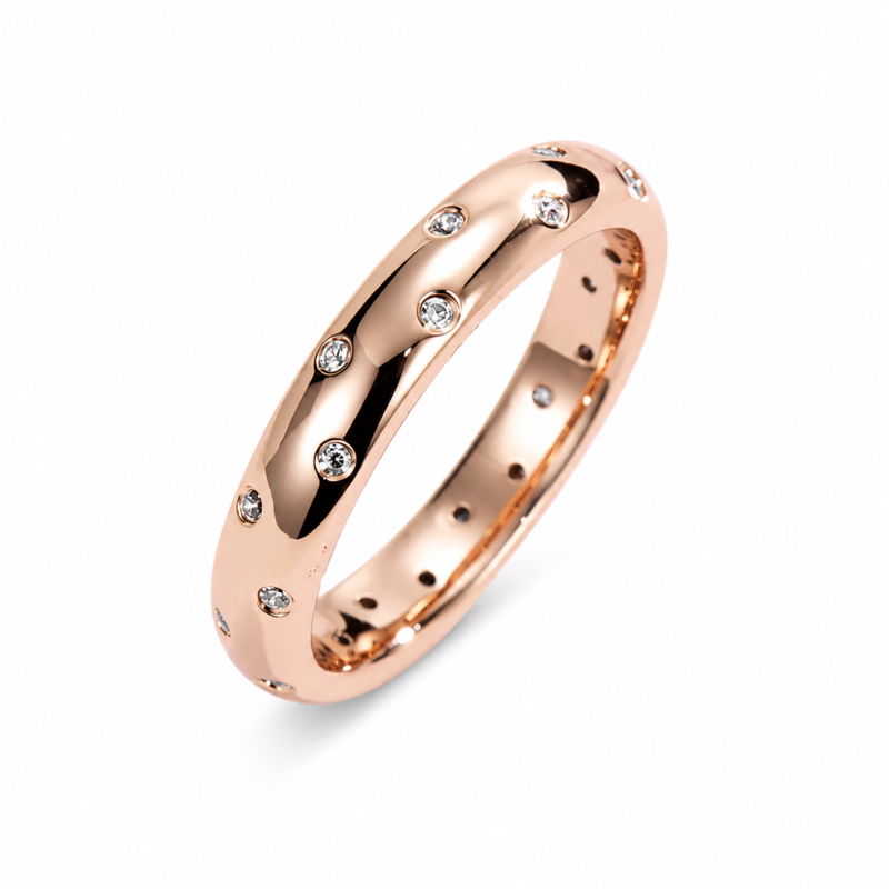 Rose Gold-Tone Heart Moissanite Eternity Band