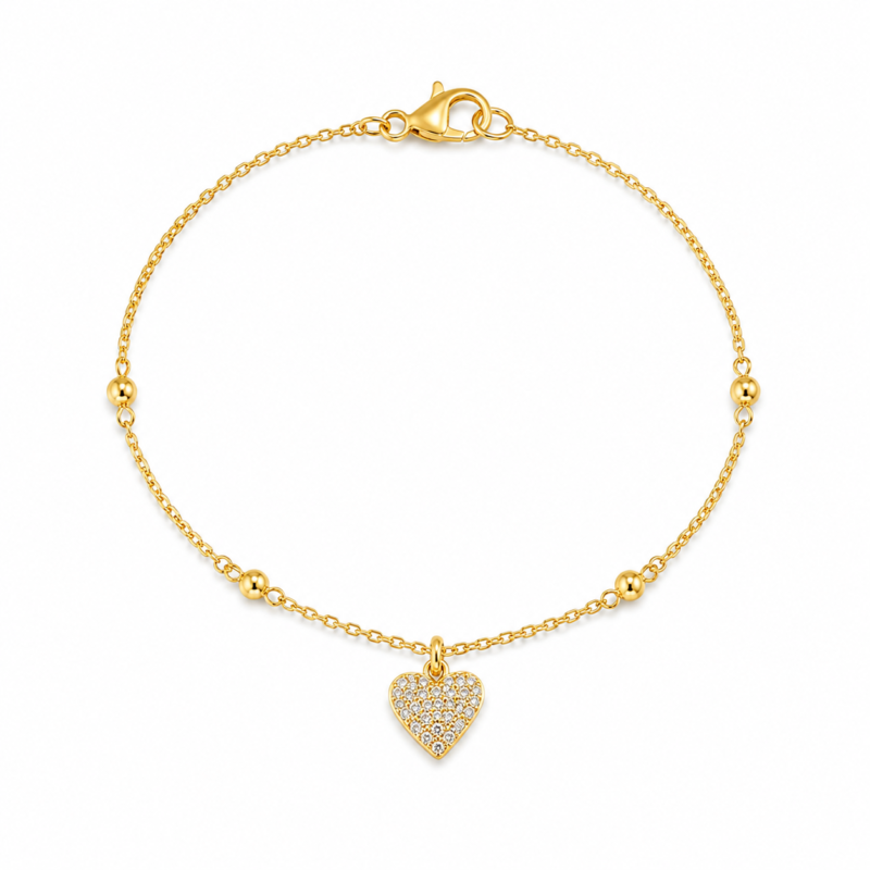 Delicate Heart Moissanite Chain Bracelet