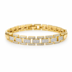Gold-Tone Brick-Link Moissanite Bracelet