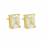Two-Tone Emerald-Cut Moissanite Stud Earrings