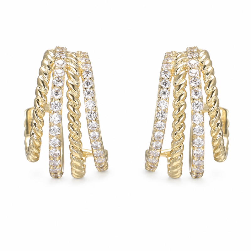 Layered Crystal Moissanite Hoop Earrings