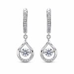 Teardrop Halo Moissanite Drop Earrings