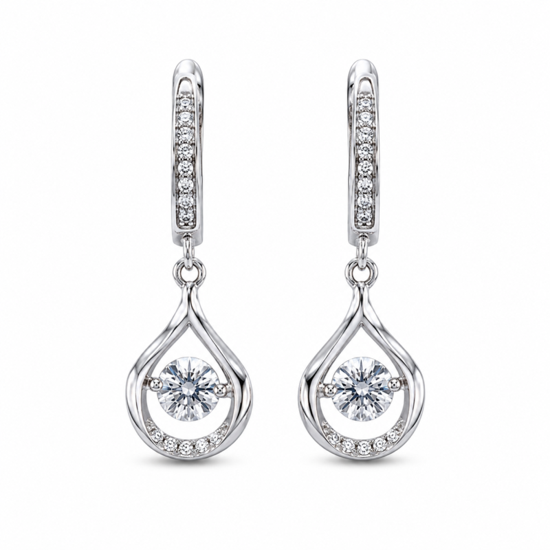 Teardrop Halo Moissanite Drop Earrings
