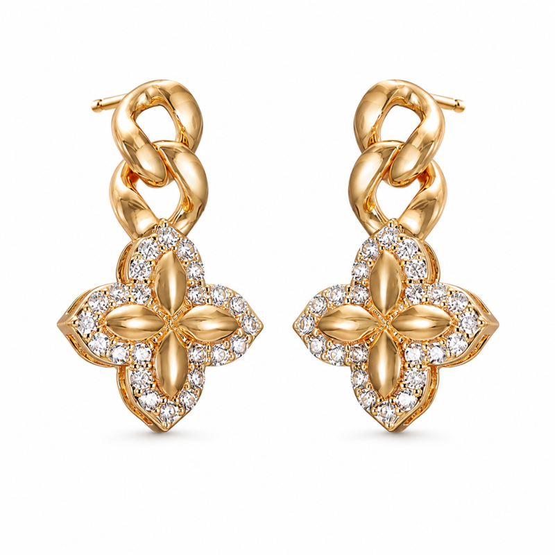 Floral Moissanite Drop Earrings