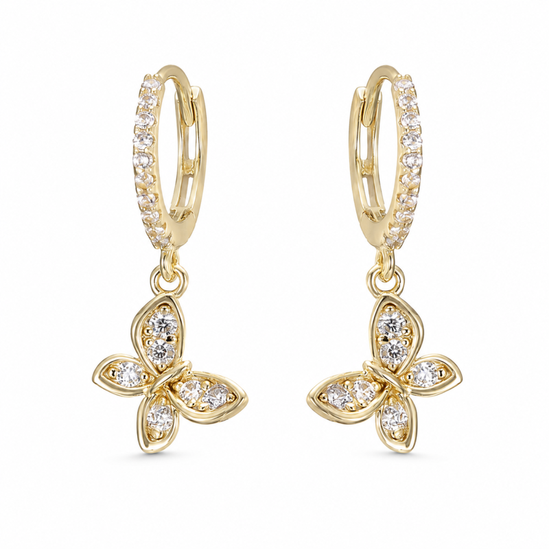 Butterfly Drop Moissanite Huggie Earrings