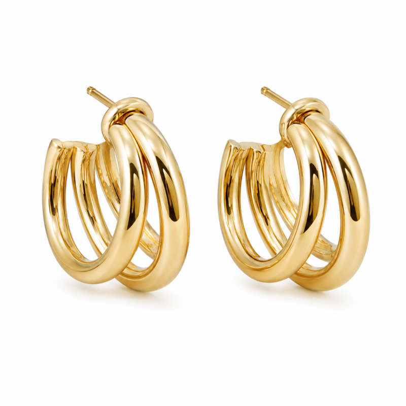 Triple-Hoop Moissanite Earrings
