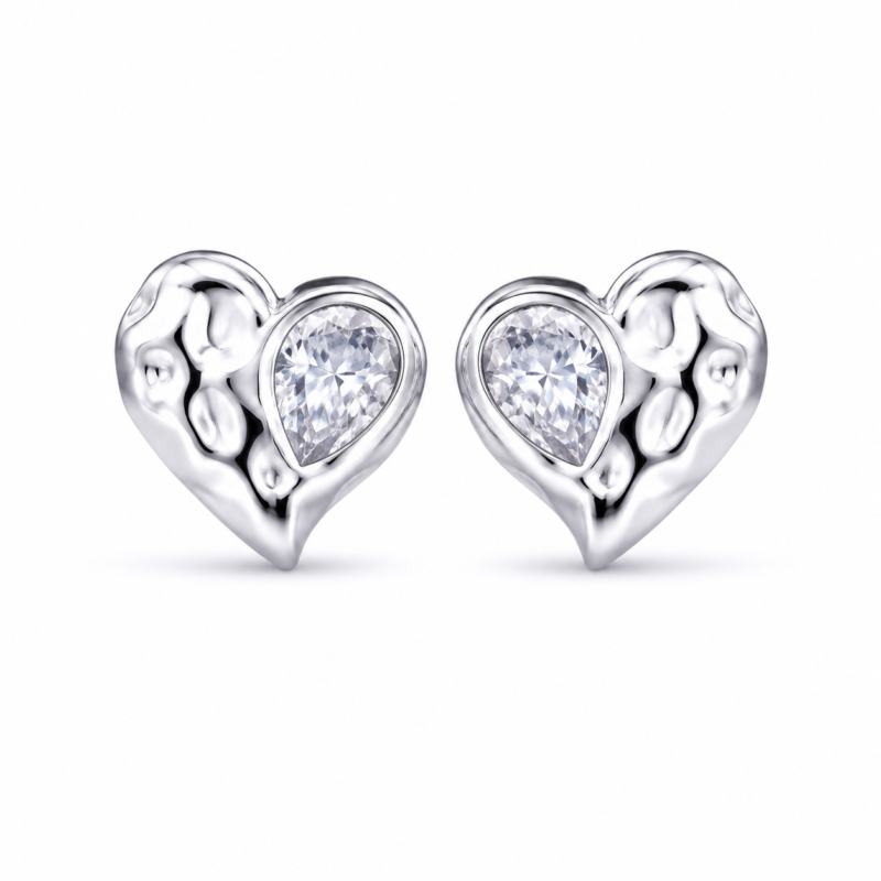 Heart-Cut Moissanite Stud Earrings