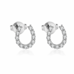 Horseshoe Halo Moissanite Stud Earrings