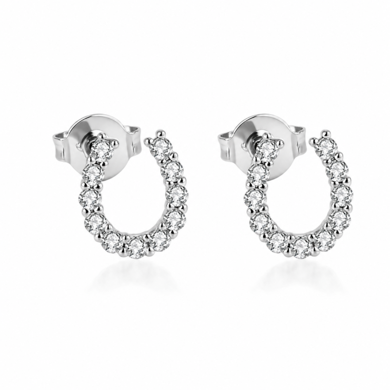 Horseshoe Halo Moissanite Stud Earrings
