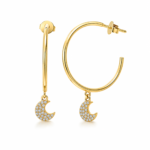Crescent Moon Moissanite Hoop Earrings