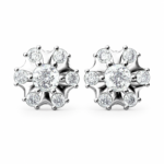 Sunburst Halo Moissanite Stud Earrings