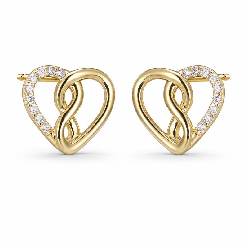 Double-Heart Moissanite Stud Earrings