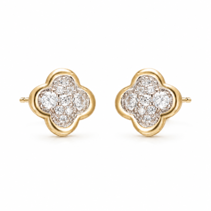 Clover Moissanite Stud Earrings