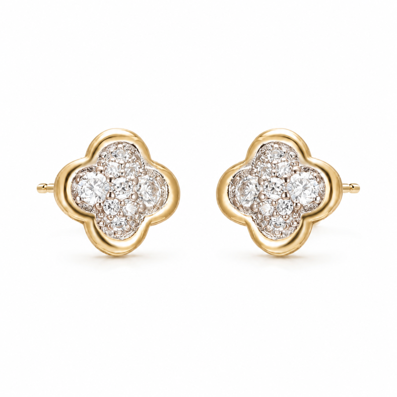 Clover Moissanite Stud Earrings
