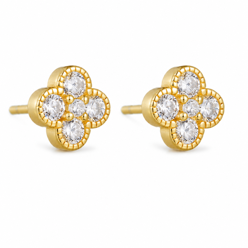 Five-Stone Flower Moissanite Stud Earrings